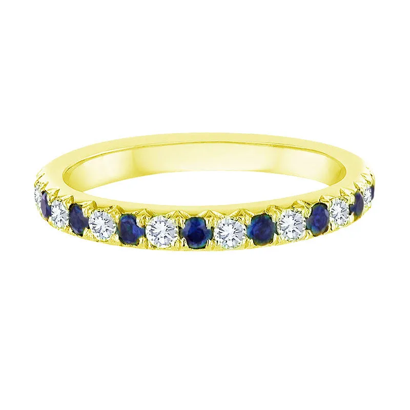 Frieda Blue Sapphire and Diamond Wedding Ring