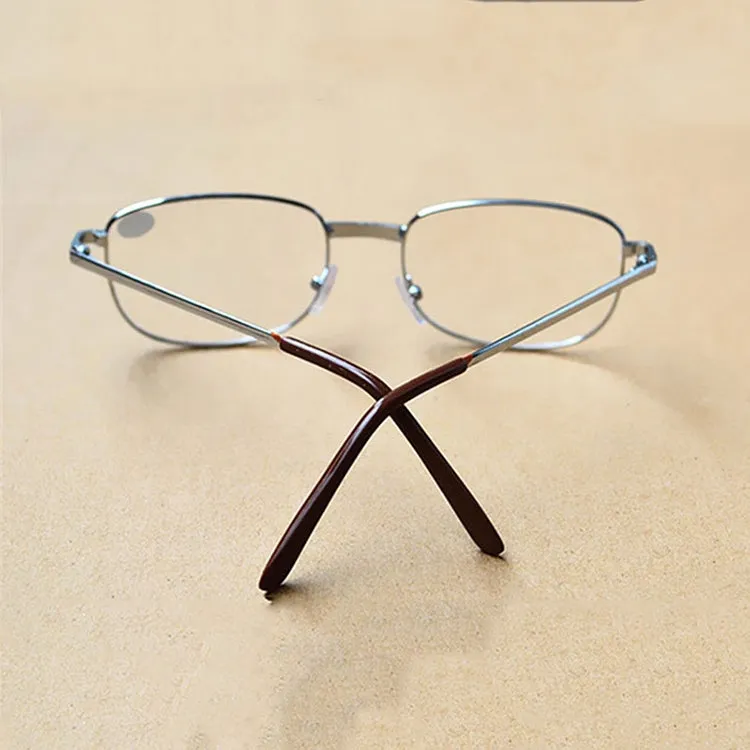 Full Metal Frame Resin Lenses Presbyopic Glasses Reading Glasses  4.00D(Silver)