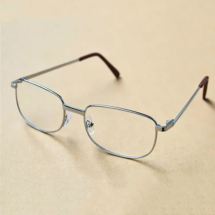 Full Metal Frame Resin Lenses Presbyopic Glasses Reading Glasses  4.00D(Silver)