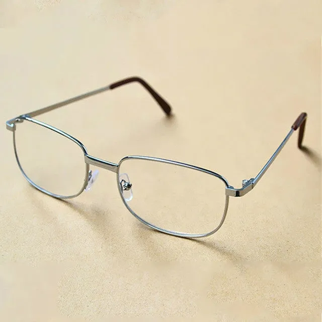 Full Metal Frame Resin Lenses Presbyopic Glasses Reading Glasses  4.00D(Silver)