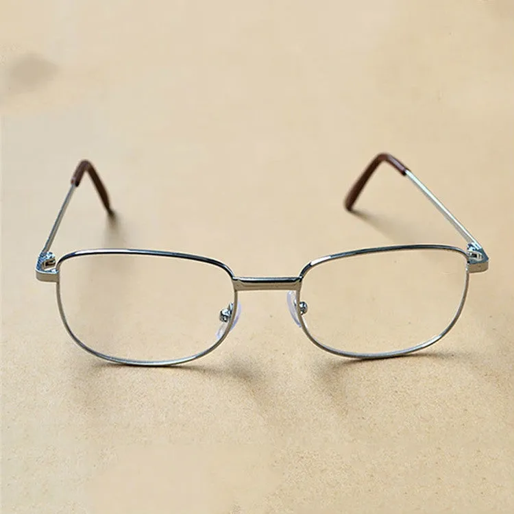 Full Metal Frame Resin Lenses Presbyopic Glasses Reading Glasses  4.00D(Silver)