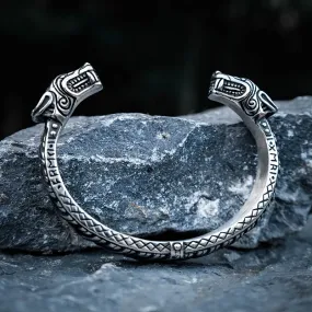 Geri and Freki Companion Wolf Torc Bracelet - Stainless Steel