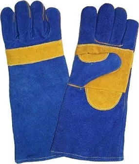 Gloves 8" Blue Lined Yellow Palm - Kevlar Stitching