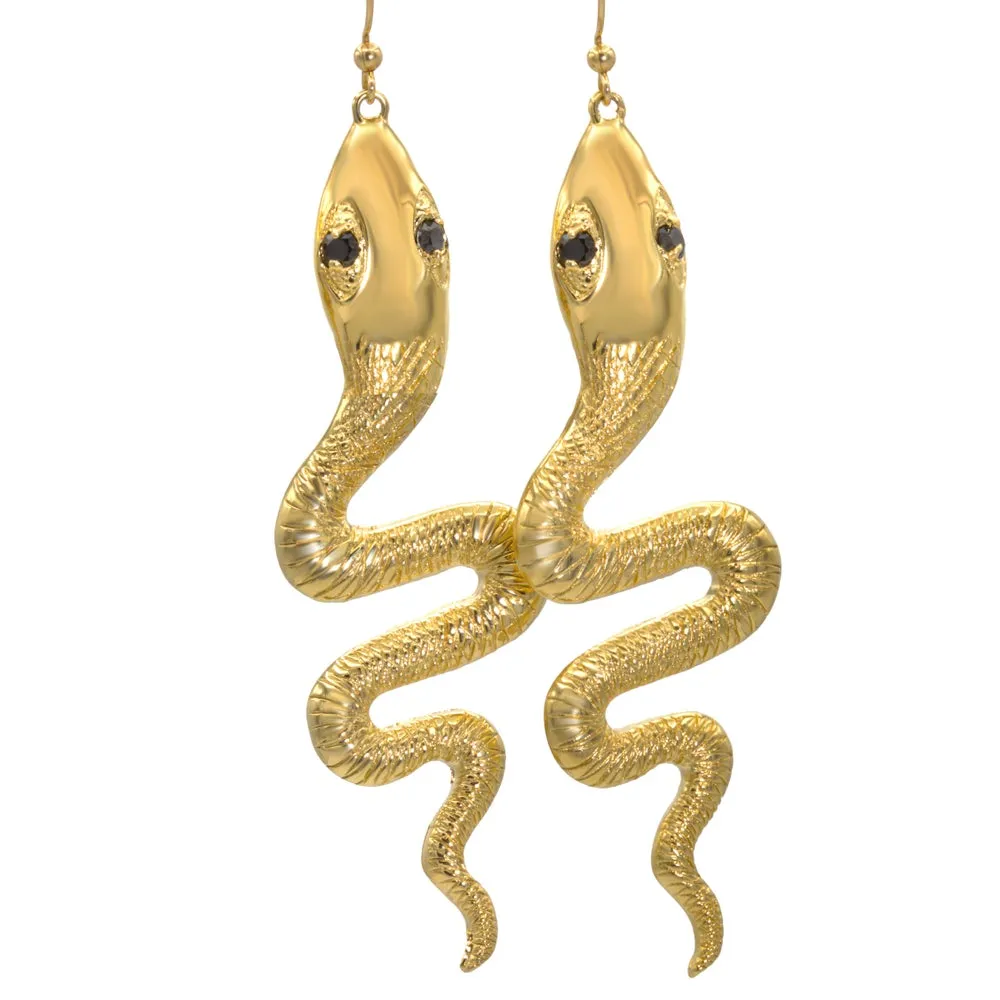 Gold Addler Serpent Earrings