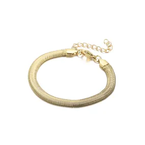 Gold Stainless Steel Snake 6mm Bracelet (Circumference 18cm) 金色不銹鋼6毫米蛇骨手鍊 (鍊長 18cm) KJBR16279