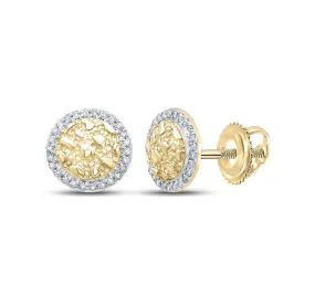 Golden Nugget Circle Diamond Earrings .13cttw 10K Yellow Gold