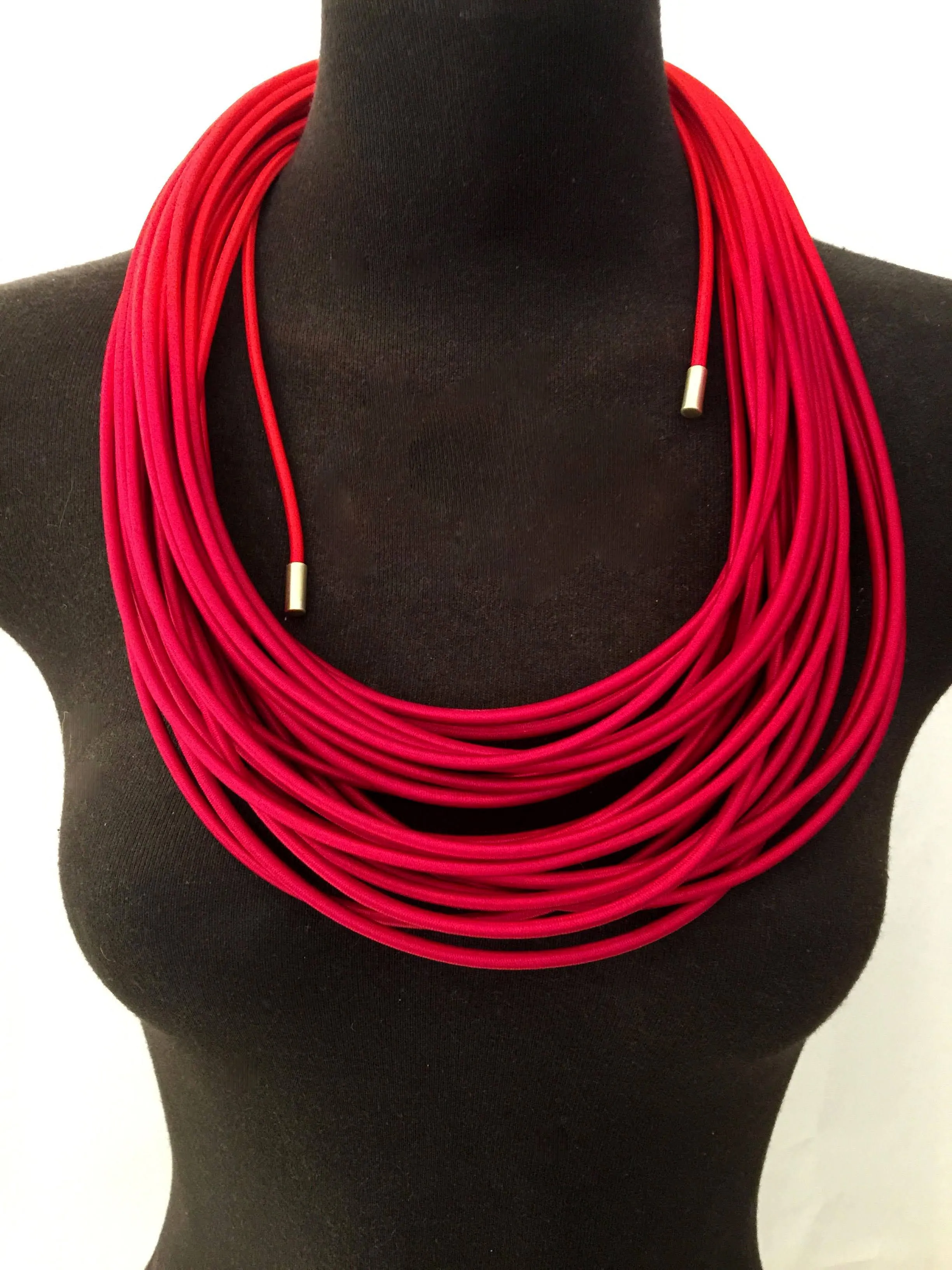 Hand Dyed Coil Necklace - Scarlet/Red