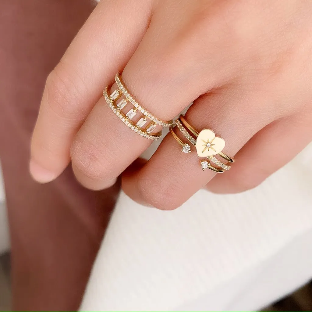 Heart Starburst Stackable Ring