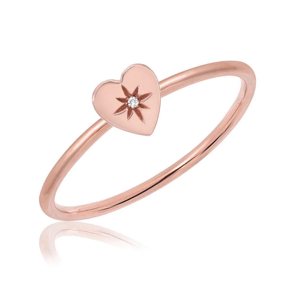 Heart Starburst Stackable Ring