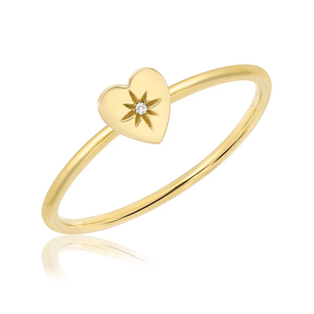 Heart Starburst Stackable Ring