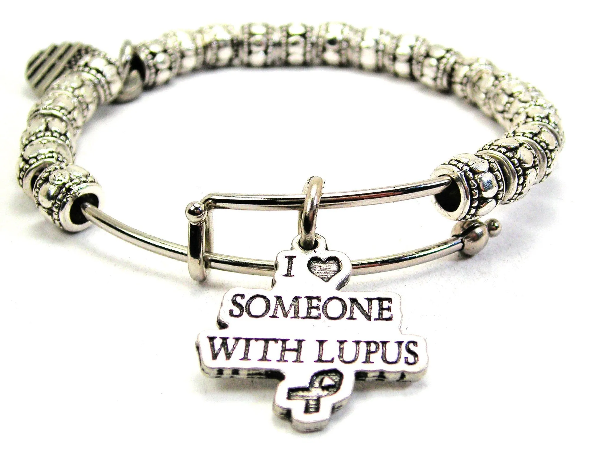 I Love Someone With Lupus Metal Beaded Bracelet