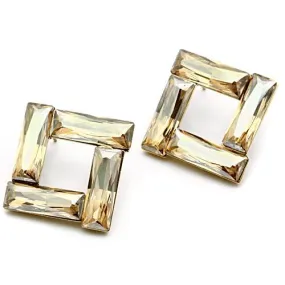 IP Gold(Ion Plating) Brass Earrings with Top Grade Crystal in Topaz for Women Topaz Stone Color Style GL344