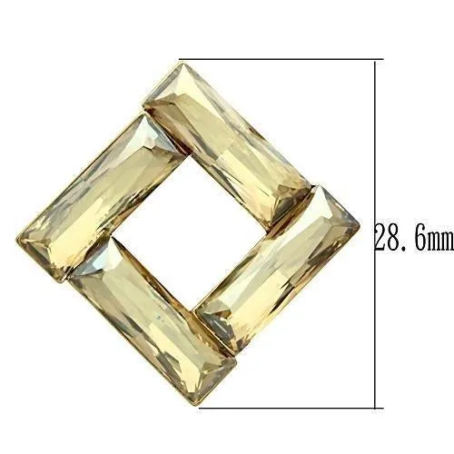 IP Gold(Ion Plating) Brass Earrings with Top Grade Crystal in Topaz for Women Topaz Stone Color Style GL344