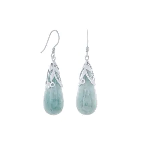 Jade Drop Hook Earrings in Sterling Silver