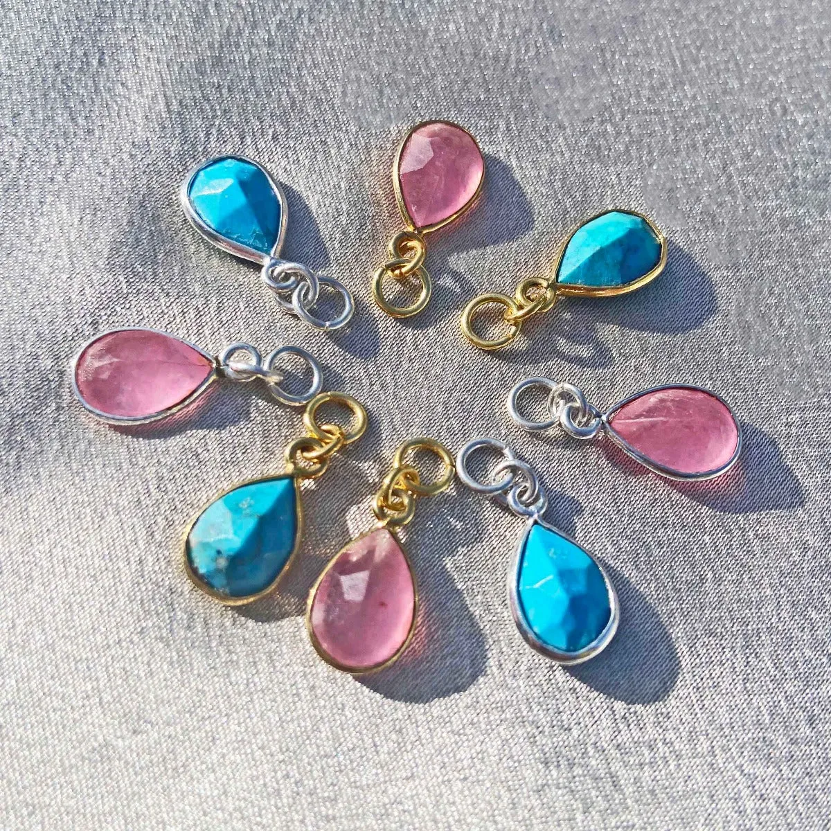 Joy Pink Jade Charm Pair - Gold