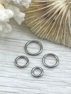 Jump Rings Rhodium/Silver Plated,4mm,6mm,8mm,10mm, or 12mm, PK of 10, Brass Jump Rings, OPEN Ring, Heavy 15 GA (1.8mm) Jump Rings, Fast Ship