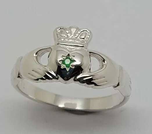 Kaedesigns New Sterling Silver 925 Green Emerald Claddagh Ring - Choose your size