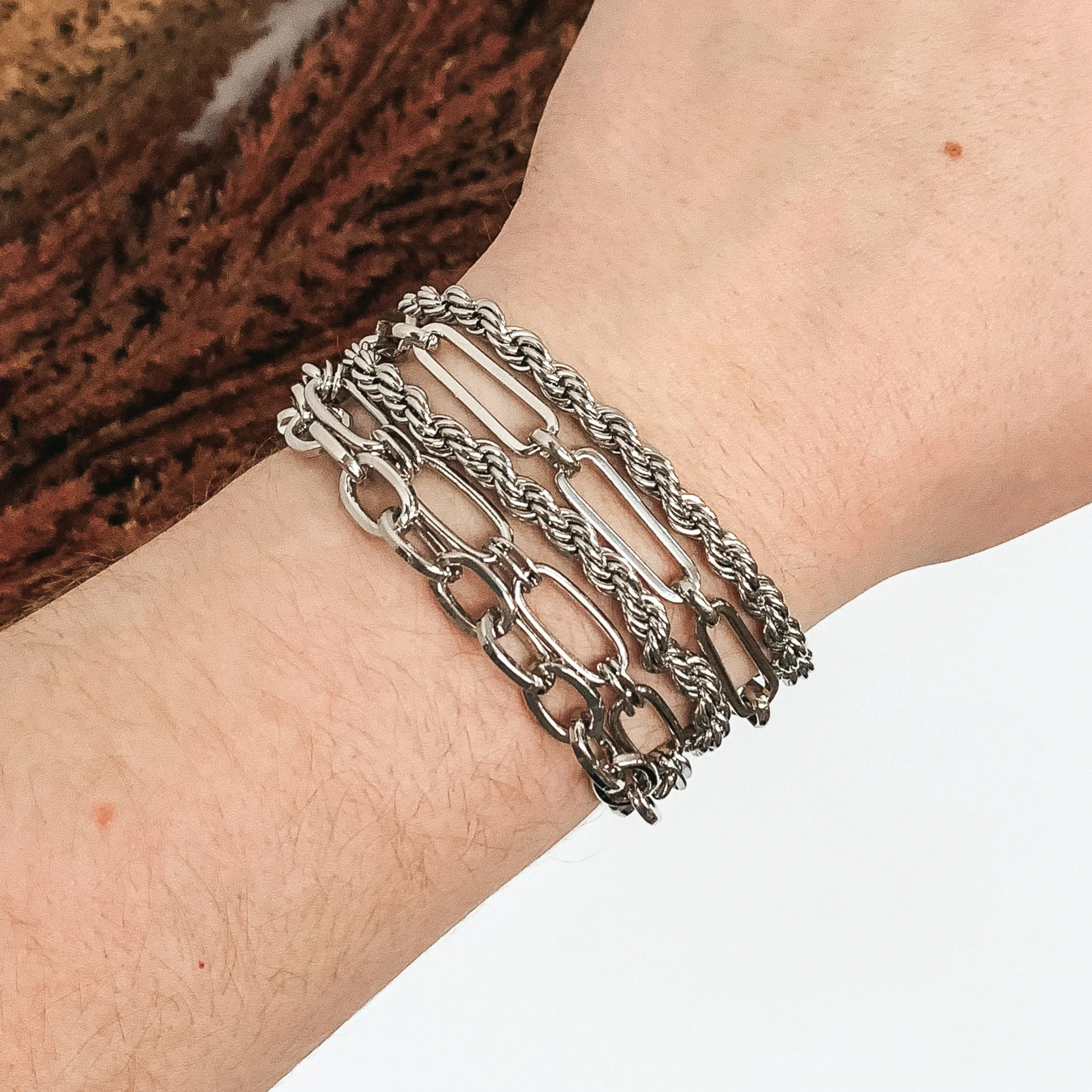 Keep it Real Multi Silver Chain Bracelet