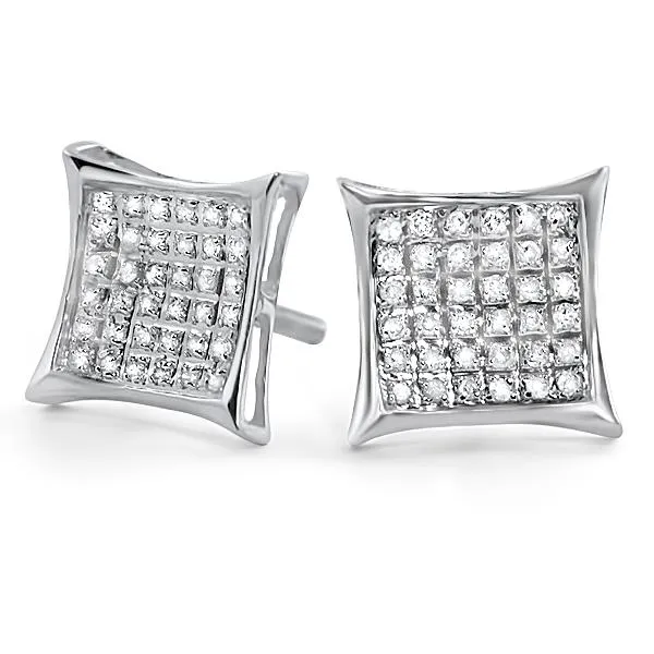 Kite Diamond Earrings in .925 Sterling Silver | 4 Sizes | 2 Colors