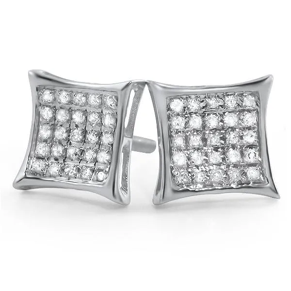 Kite Diamond Earrings in .925 Sterling Silver | 4 Sizes | 2 Colors