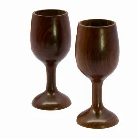 KLEO Wooden Wine Glass Goblet Champagne Flutes Coupes Glasses - Set of 2-250 ml - Wood - 6.9" Inches Height - Brown