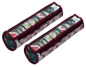 Kuber Industries Carry Design Laminated Bangle Storage Pouch, Pack of 2 (Maroon)