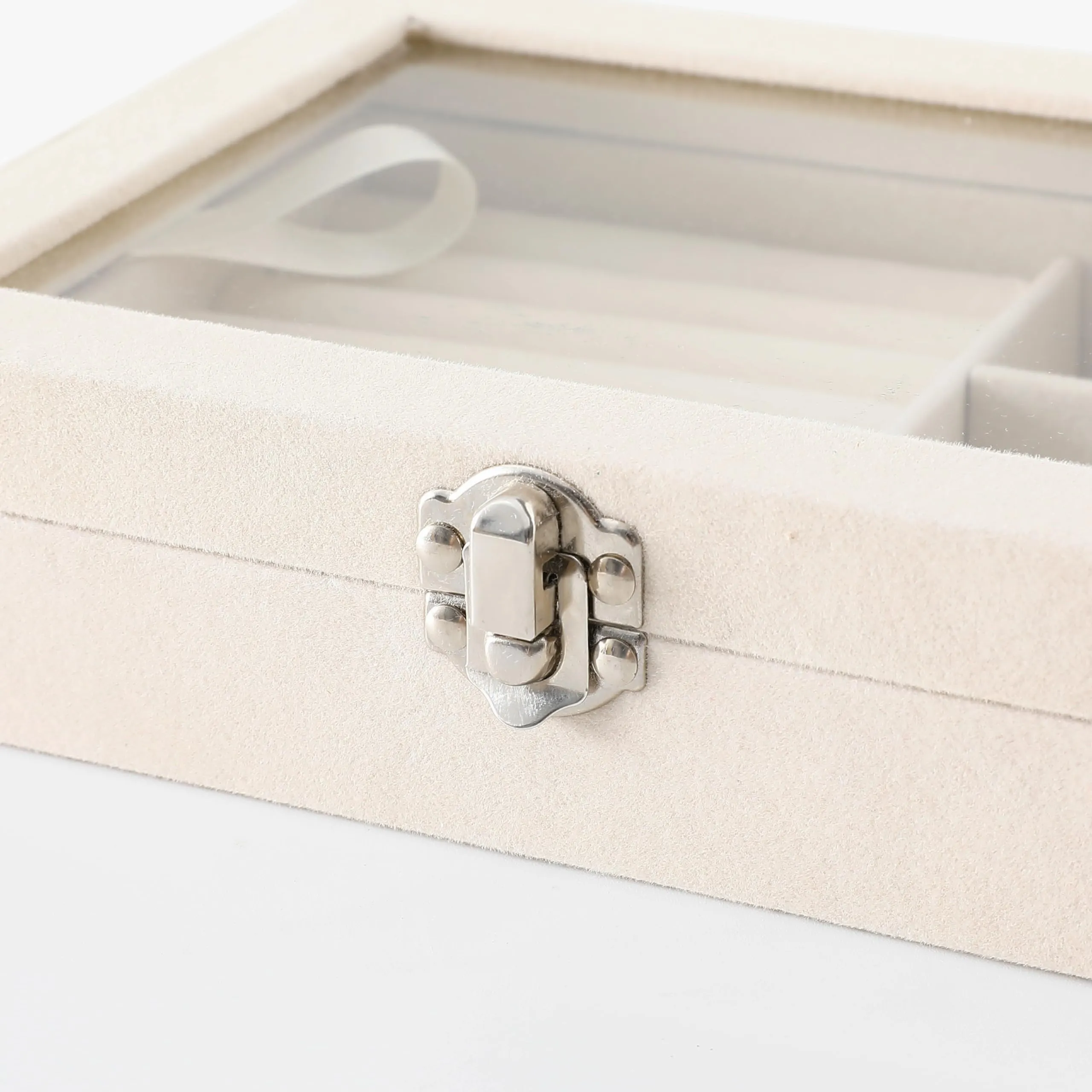 Kuber Industries Pack of 4 Velvet Jewelry Box Organizer | Jewelry Storage Box | Jewelry Organizer | Showcase Holder Dresser Organizer for Earring Necklace Bracelet Ring |YXX-018 | White