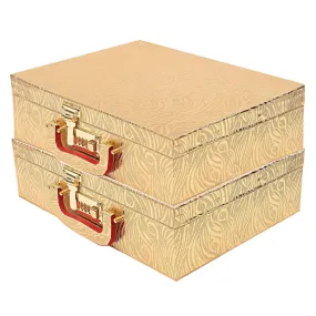 Kuber Industries Wooden 2 Pieces Three Rod Bangle Storage Box (Gold) -CTKTC8686