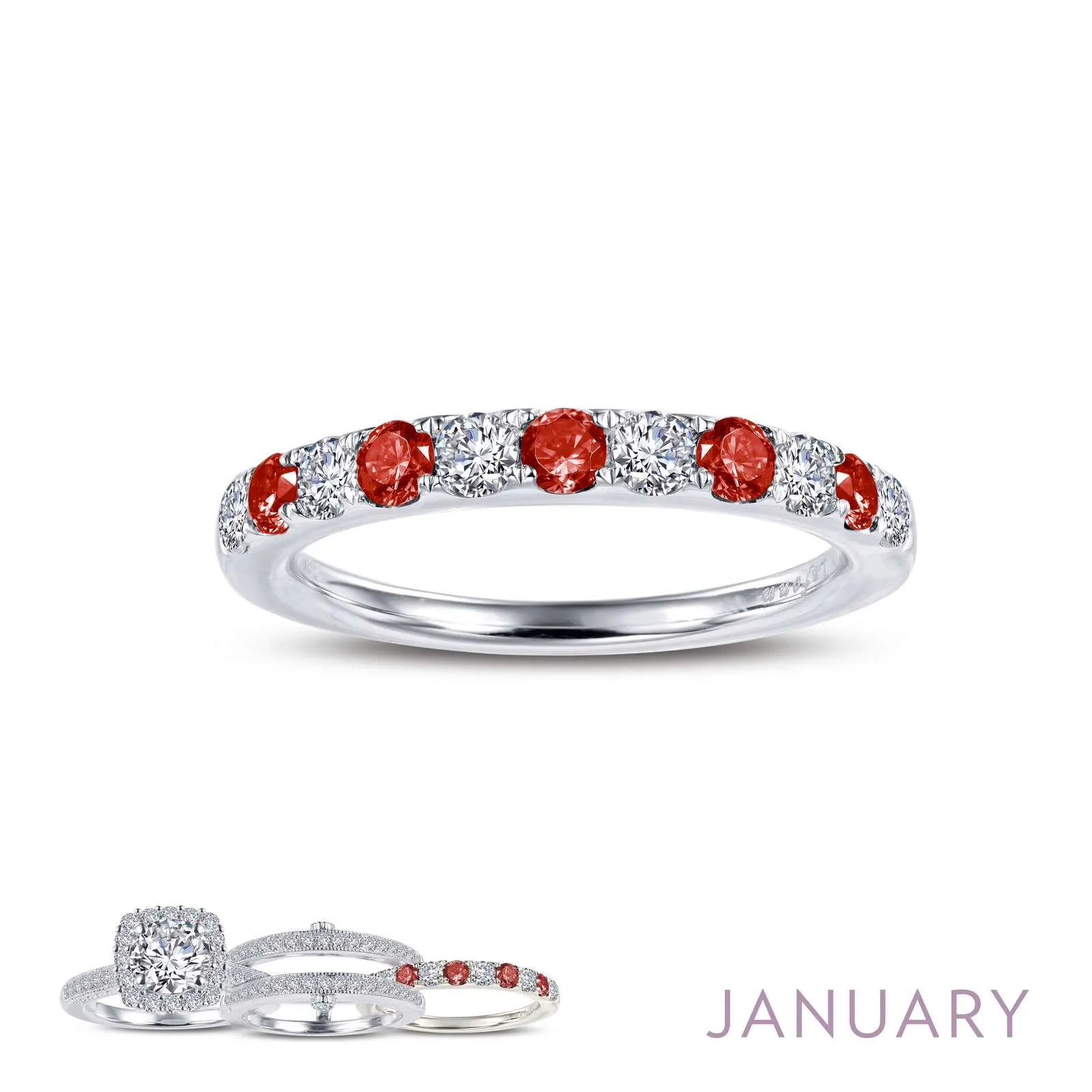 Lafonn Simulated Diamond & Garnet January Birthstone Stackable Ring BR004GNP