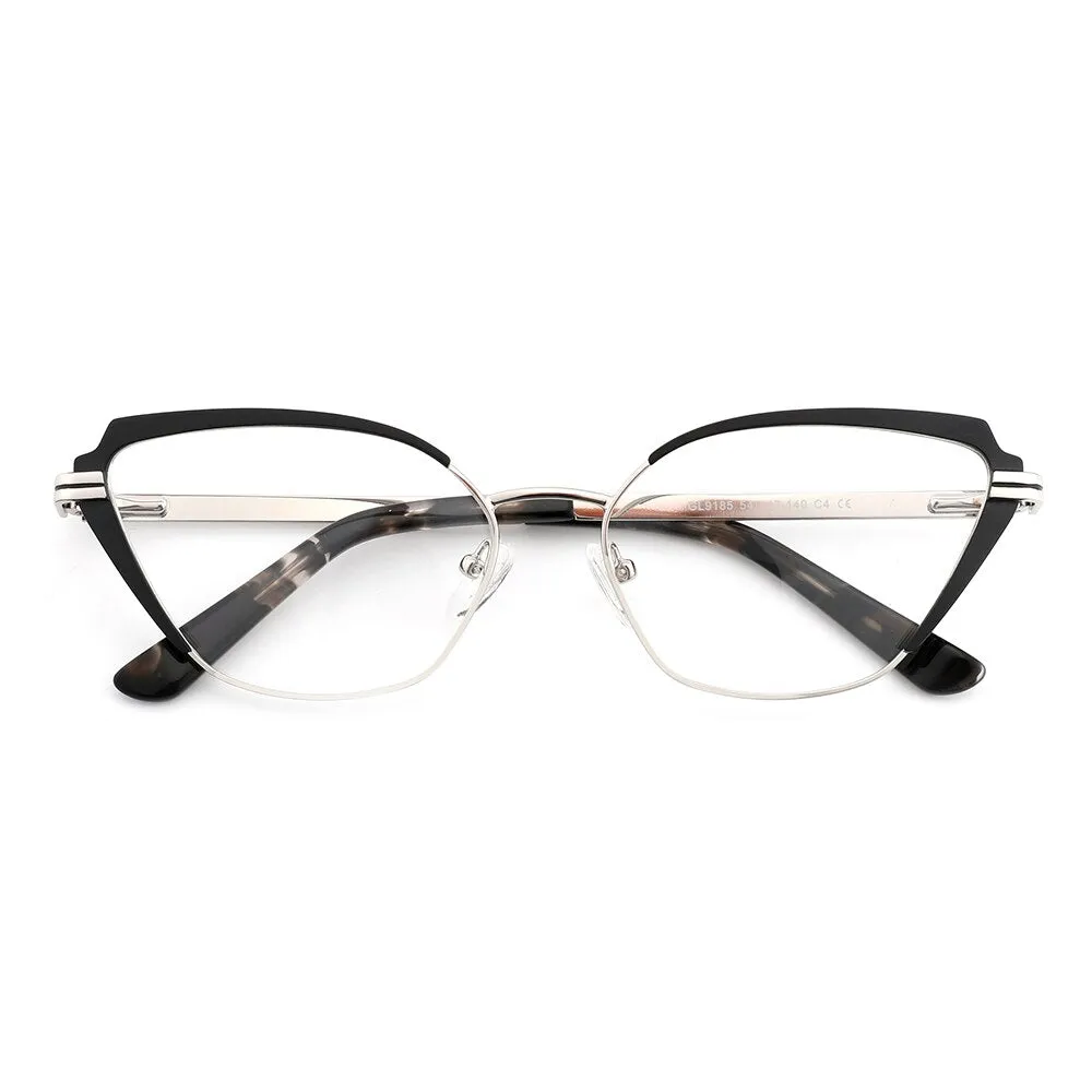 Laoyehui Unisex Semi Rim Butterfly Cat Eye Alloy Reading Glasses Glg9185