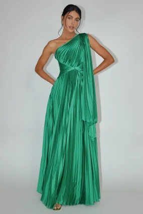 Laxmi Accordion Pleat Maxi Dress Kelly Green