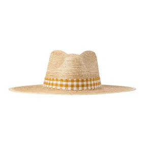 Lidia Mustard Gingham Palm Hat