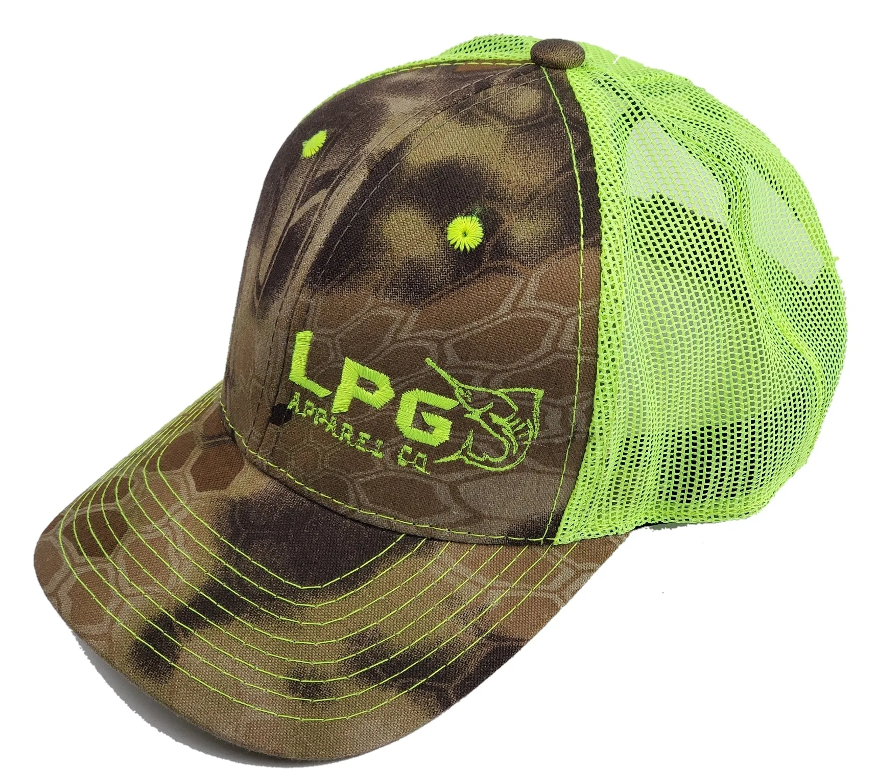 LPG Apparel Co.  Signature Embroidered Camo Kryptek Trucker Hat