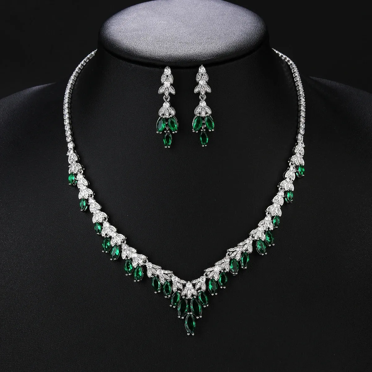 Luxury Bridal Jewelry Set Cubic Zirconia Ladies Party Wedding Necklace And Earrings Set CN10758