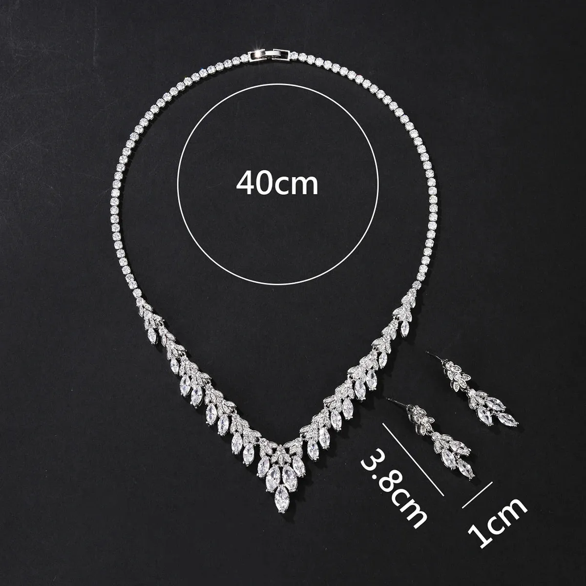 Luxury Bridal Jewelry Set Cubic Zirconia Ladies Party Wedding Necklace And Earrings Set CN10758