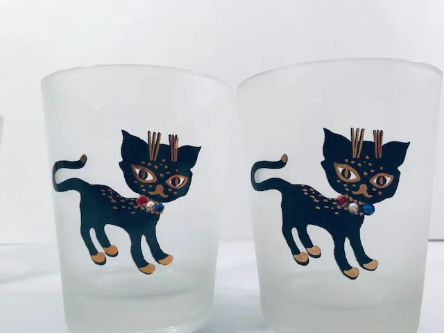 Maida Amour Hipster Siamese Female Kitten Double Old Fashion Glasses (Set of 4)