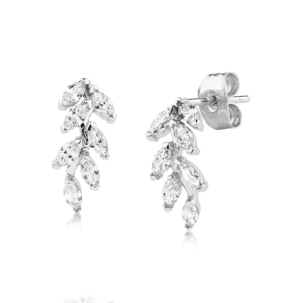 Marquise drop earrings with 1.4 carats* of diamond simulants in 10 carat white gold