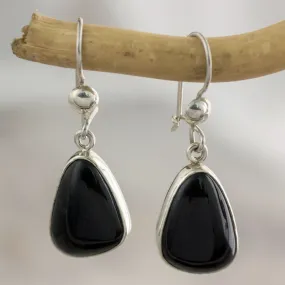 Maya Night Jade & Silver Dangle Earrings