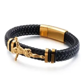 Men's Cross Bracelet <br> Leather Crucifix