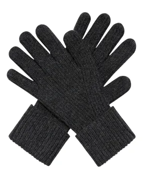 Men's Ribbed Cashmere Gloves Dark Charcoal Grey