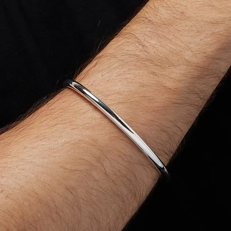 Men's Slim Torque Bangle | 4mm Solid Sterling Silver Bar Bangle