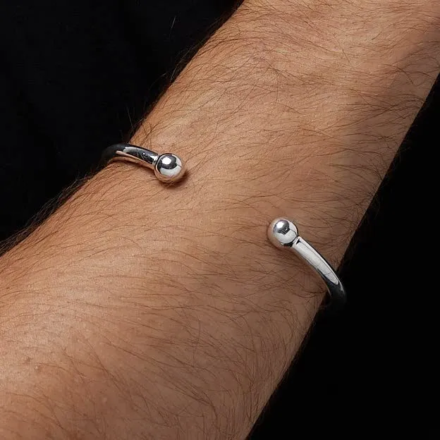 Men's Slim Torque Bangle | 4mm Solid Sterling Silver Bar Bangle