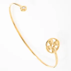 Mira Mira Flower and Crystal Gold Plated Stainless Steel Bangle