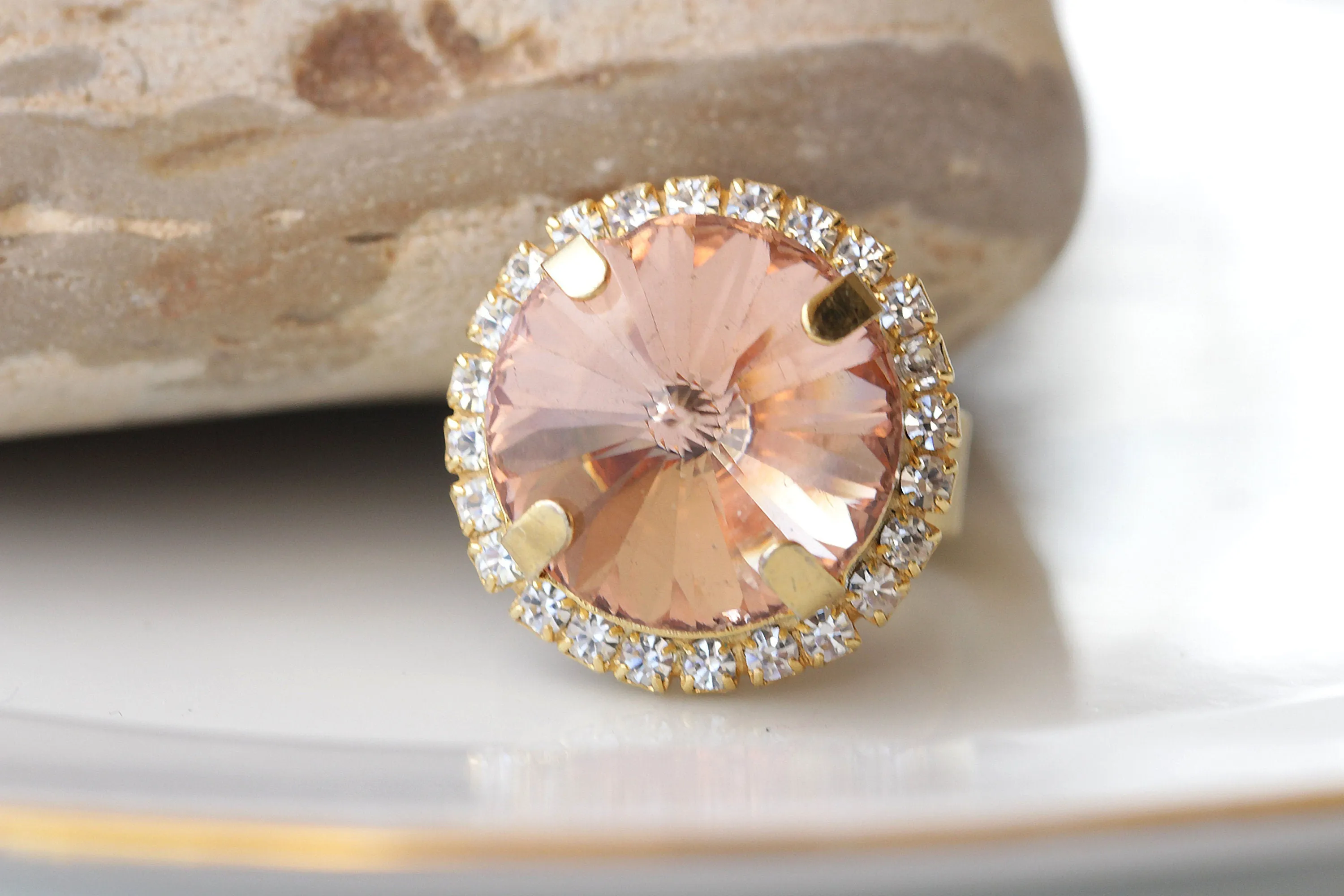 Morganite Crystal Ring