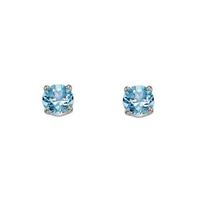 Mountz Collection Blue Topaz Stud Earrings in 14K White Gold