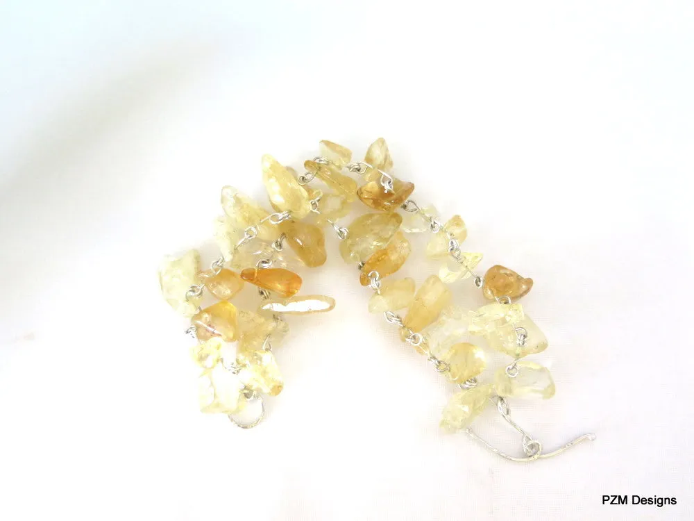 Multiple Strand Citrine Gemstone Bracelet, Yellow Citrine Tennis Bracelet