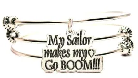 My Sailor Makes My Heart Go BOOM Triple Style Expandable Bangle Bracelet