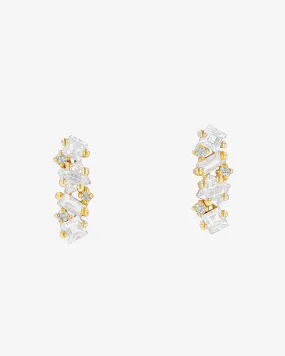 Nadima White Topaz Bar Studs