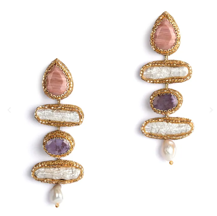 Nadira Earrings, Dusty Pink