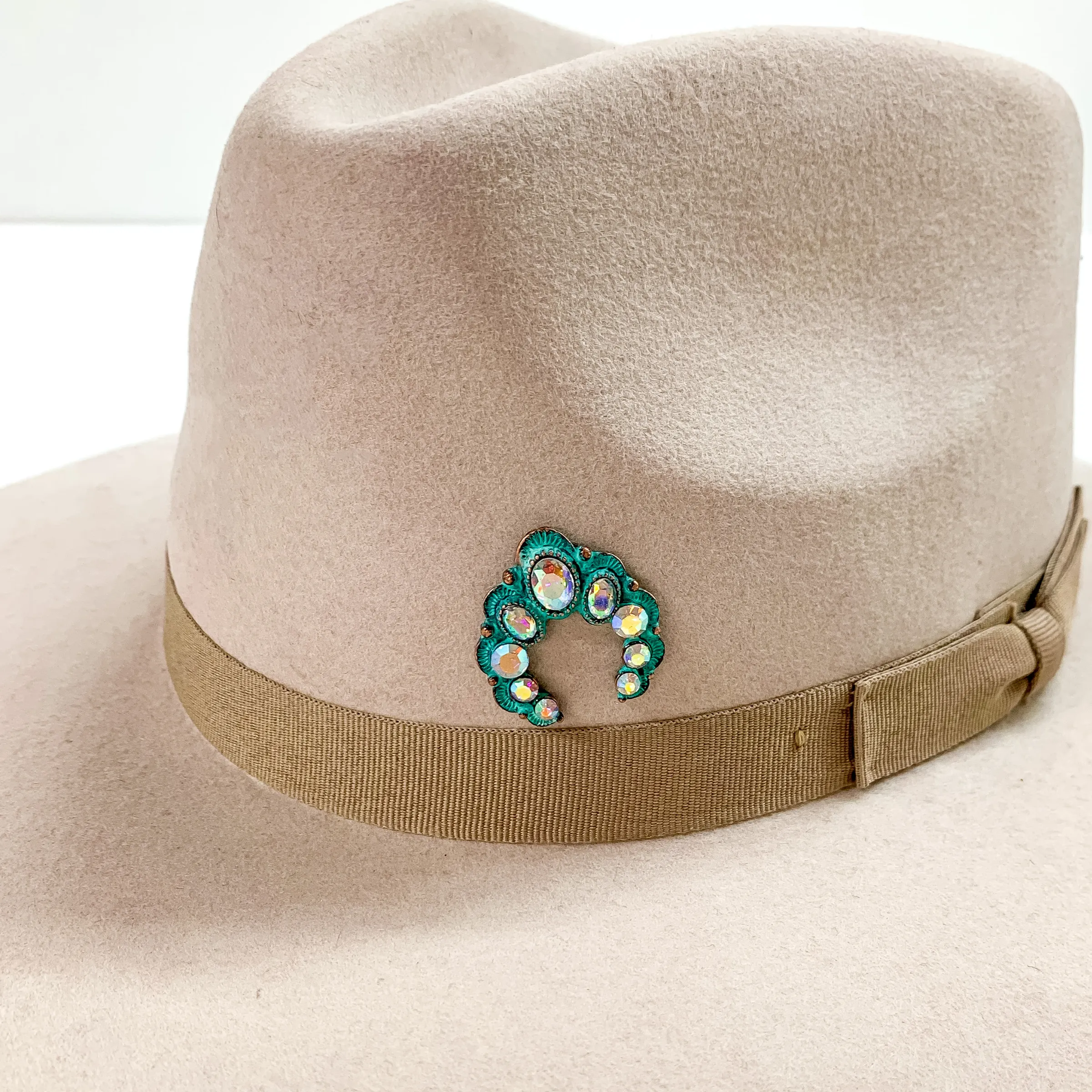 Naja Hat Pin with AB Crystals in Patina Tone